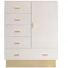 PARIS PRIX 3S. x Home Buffet haut moderne 5 tiroirs et 1 porte Taupe clair et Or