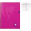 Cahier polypro Mimesys - Clairefontaine - 24x32 cm - 96 pages - Petits carreaux 5x5 - Rose