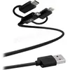 T'nB - Câble USB avec connecteurs Lightning + Micro USB + Type C - Noir