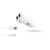 Chargeur Allume-cigare 2 Usb + Câble Usb Lightning 3,4 A 1 M Blanc Tnb