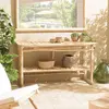 MACABANE Will - console double plateau en branches de teck naturel