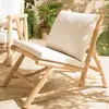 Macabane WILL - Fauteuil lounge en branches de teck naturel coussin blanc WILL