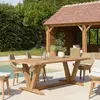 Macabane KALLY - Table à manger jardin 220x100cm teck recyclé pieds en V inversé