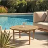 MACABANE Table basse de jardin ronde en teck recyclé naturel d80