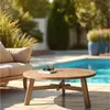 MACABANE Table basse de jardin ronde en teck recycl  naturel d95