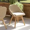 MACABANE Kally - lot de 2 chaises jardin rotin synthétique avec coussin pieds évasés