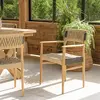 MACABANE Valeria - lot de 2 fauteuils jardin en bois teck rotin beige et noir
