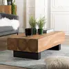 Macabane - suzy - Table basse poutres 120x60cm bois Suar pieds noirs