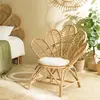 Macabane KALLY - Fauteuil 'fleur' rotin couleur brun miel coussin d'assise blanc KALLY