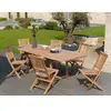 MACABANE Table de jardin et chaises en bois teck 8/10 personnes