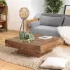 Macabane - leonce - Table basse carrée bois massif marron