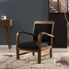 MACABANE ERIS - Fauteuil scandi teck et tissu noir