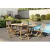 Table de jardin et chaises en teck et textilene couleur taupe 6/8 pers