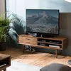Macabane - laure - Meuble tv marron 2 tiroirs 2 niches bois Mindi