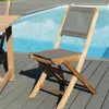 Macabane Lot de 2 chaises de jardin pliantes teck et textilène taupe