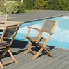 Macabane Lot de 2 fauteuils de jardin pliants teck et textilène taupe
