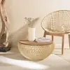 MACABANE Sixtine - Table basse ronde 65x65cm en rotin beige plateau amovible