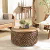 MACABANE Alida - table basse ronde 70x70cm en tissage de fibre de cocotier
