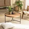 MACABANE ALIDA - Table basse ronde 78x78cm plateau en bois de teck recyclé