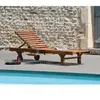 MACABANE Bain de soleil en teck huilé avec roulettes JARDITECK