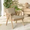 MACABANE ERIS - Fauteuil en Mindi, assise en tissu beige texturé