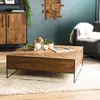 MACABANE Alida - table basse bois carrée 100x100cm teck recyclé et métal