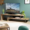 Macabane - Meuble TV 2 niveaux Sixtine teck marron- 160x40x45 cm T.U