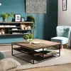 Macabane - Table basse avec tablettes Sixtine teck - 100x100x40 cm T.U