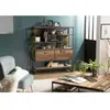 Macabane Etagère 2 tiroirs en teck recyclé acacia mahogany métal et métal noir