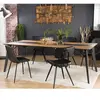 MACABANE Table à manger plateau en teck recyclé métal pieds métal noir L220