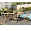 MACABANE Table de jardin et chaises en teck et textilene 8/10 personnes