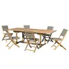 MACABANE Table de jardin et chaises en teck et textilene 8/10 personnes