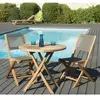 Table de jardin et chaises en teck et textilene 2 personnes