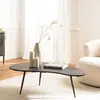 MACABANE James - Table Basse Ovoïde Plateau Texturé Noir Mat Pieds Métal Noir
