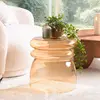 Macabane - Table d'appoint design en verre fumé couleur marron clair O...