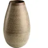 Macabane HONORE - Vase alu L40cm H70cm vert vieilli motifs arabesques fleuris