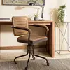 MACABANE Marcel - fauteuil roulettes assise matelassée cuir accoudoirs manguier