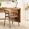 MACABANE Marcel - lot de 2 fauteuils assise cuir dossier en manguier et rotin