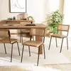 Macabane MARCEL - Lot de 2 chaises manguier assise matelassée cuir dossier droit
