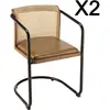 MACABANE MARCEL - Lot de 2 fauteuils manguier assise cuir dossier arro...