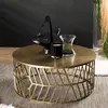 MACABANE Jonas - Table basse ronde 89x89cm aluminium doré piètement graphique