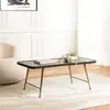 MACABANE Jonas - table basse rectangulaire en aluminium plateau noir pieds dorés