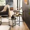 MACABANE 3 tables gigognes rondes aluminium noir doré argenté métal noir D60
