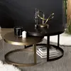 MACABANE 2 tables rondes gigognes aluminium noir doré pieds métal D75
