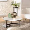 MACABANE Table basse ronde 78x78cm plateau effet marbre piètement métal