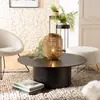 MACABANE DALY - Table basse ronde noire 90x90cm piètement métal