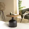 Dandy - table d'appoint ronde 50x50cm bois pin recyclé pied métal noir