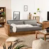 Macabane - andrian - Canapé 3 places bois Pin recyclé marron tissu gris