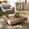 MACABANE Andrian - table basse carrée marron 99.5x99.5cm bois pin recyclé piètement noir