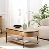 MACABANE Table basse marron 2 tiroirs style rétro Pin pieds métal noir